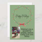 Happy Holidays Wreath Card Kaart (Voorkant / Achterkant)