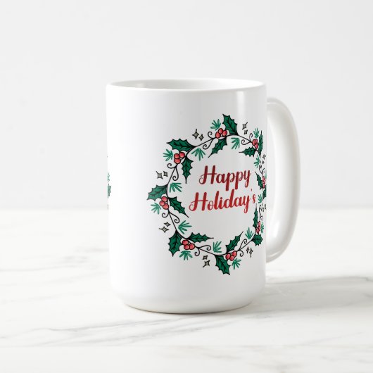 Happy Holiday's Wreath Mug (Devant droit)