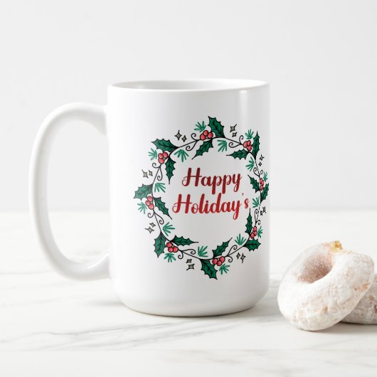 Happy Holiday's Wreath Mug Koffiemok (Met donut)