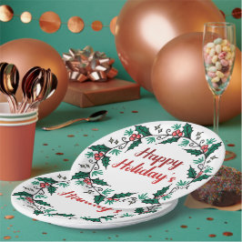 Happy Holiday's Wreath Paper Plate Papieren Bordje