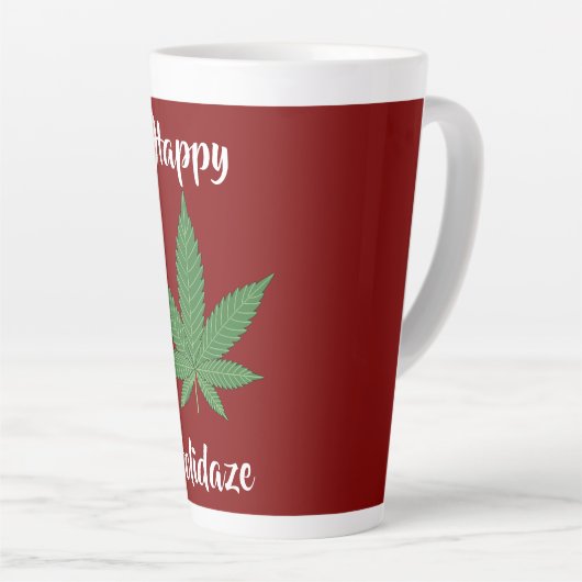 Happy Holidaze Wiet Leaf gepersonaliseerd Latte Mok (Rechterhoek)
