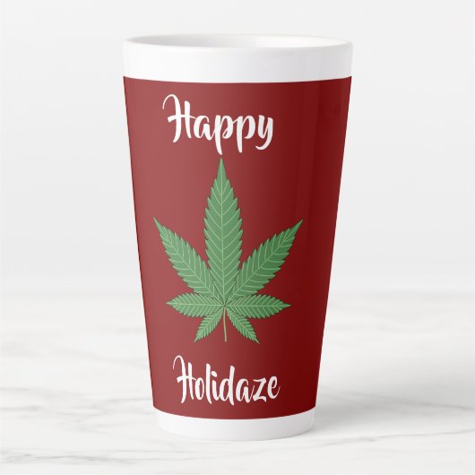 Happy Holidaze Wiet Leaf gepersonaliseerd Latte Mok (Voorkant)