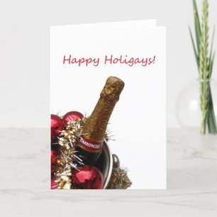 Happy Holigays gay x-mas card champagne Feestdagen Kaart