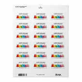 Happy Holigays Rainbow Tree étiquette de vacances (Feuille entière)