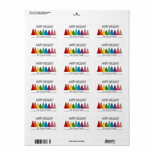 Happy Holigays Rainbow Tree étiquette de vacances (Feuille entière)