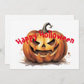 HAPPY HOLLOWEEN - Halloween pompoen Feestdagenkaart (Voorkant / Achterkant)