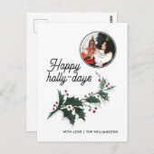 Happy Holly Days Family Photo Holiday Briefkaart (Voorkant / Achterkant)