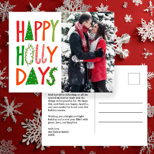 HAPPY HOLLY DAYS Holiday Xmas Kerstmis CUSTOM Briefkaart