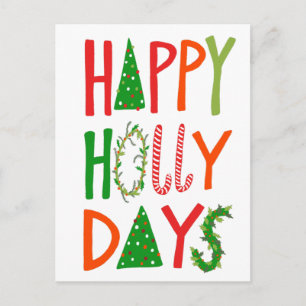 HAPPY HOLLY DAYS Sweet Holiday Xmas Kerstmis Briefkaart