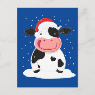 Happy Holstein Cow in de kerstsneeuw Briefkaart