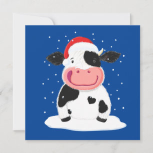 Happy Holstein-Koe in de kerstwinter