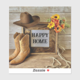 Happy Home Cowgirl Cowboystijl met cowboylaarzen Sticker