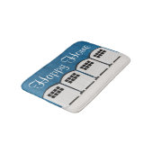 Happy Home Summer Beach cabines in blauw en wit Badmat (Gekanteld)