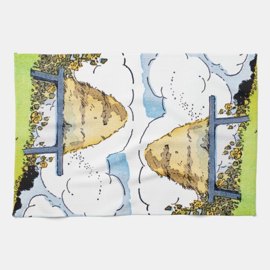 Happy Honey Bee Hive  kunst Theedoek (Horizontaal)