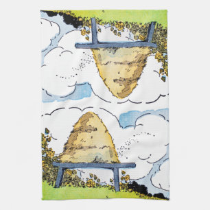 Happy Honey Bee Hive kunst Theedoek