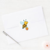 Happy Honey Bee & Honey Pot Ronde Sticker (Envelop)