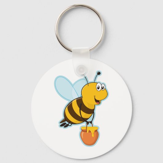 Happy Honey Bee & Honey Pot Sleutelhanger (Voorkant)