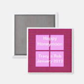 Happy Honeymoon - Roze Vierkante Memory Bank Magneet (Voorkant / Achterkant)