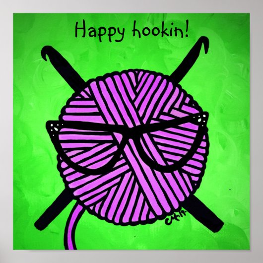 Happy Hookin' haakwerk poster (Voorkant)