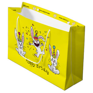 Happy Hoppy Birthday Bunny Rabbits Gift Bag Groot Cadeauzakje