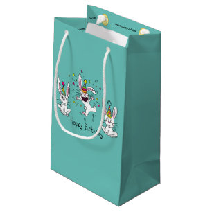 Happy Hoppy Birthday Bunny Rabbits Gift Bag Small Klein Cadeauzakje