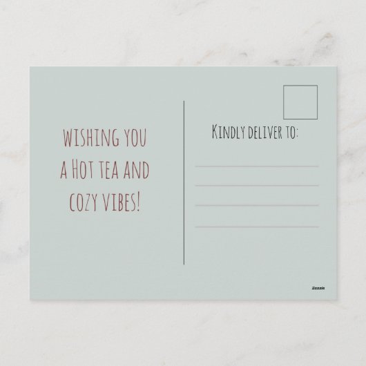 Happy horse enjoys a warm drink, Christmas holiday Feestdagenkaart (Achterkant)