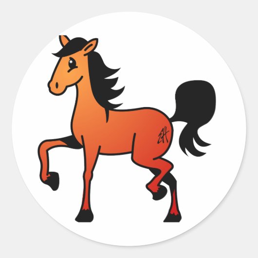 Happy Horse Ronde Sticker (Voorkant)