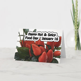Happy Hot & Spicy Food Day Card Januari 16 Feestdagen Kaart