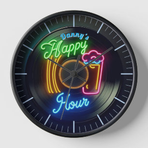 Happy Hour Bar Klok Neon Bier Aangepaste Naam Manc
