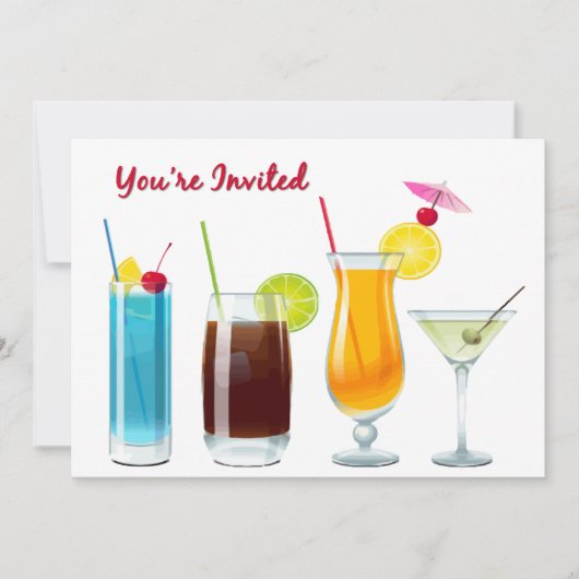 Happy Hour Cocktails Je bent uitgenodigd Kaart (Voorkant)