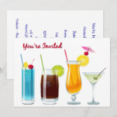 Happy Hour Cocktails Je bent uitgenodigd Kaart (Voorkant / Achterkant)