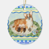 "Happy Hour" Corgi Ornament (Links)