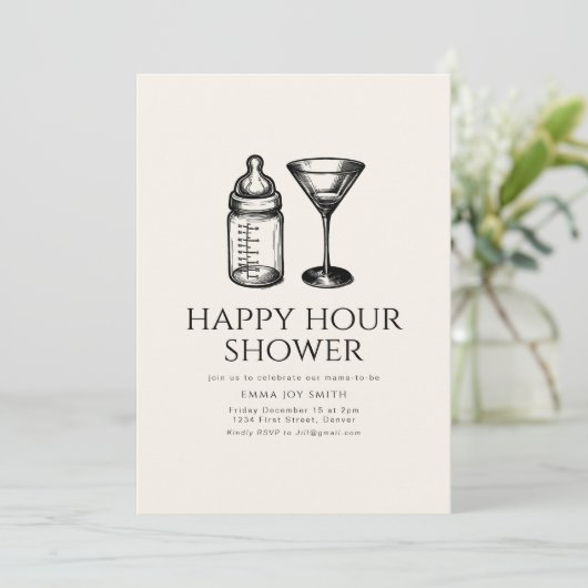 Happy Hour Douche Baby shower Uitnodiging (Staand voorkant)