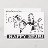 Happy Hour invitation avec drôle rétro (Devant / Derrière)