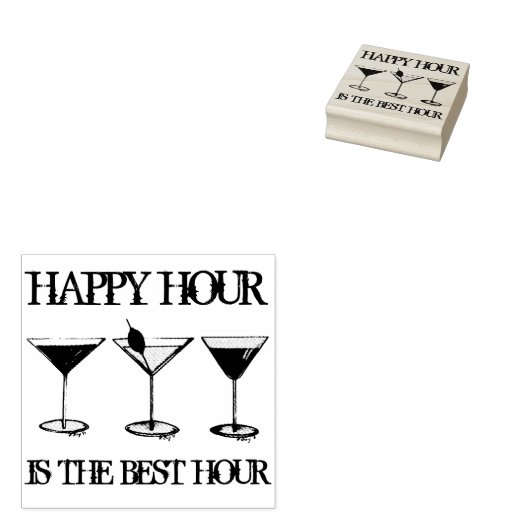 Happy Hour is de Best Hour Mixed Drink Cocktails Rubberstempel (Gestempeld)