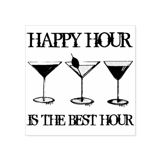 Happy Hour is de Best Hour Mixed Drink Cocktails Rubberstempel (Afrduk)