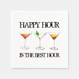 Happy Hour is het Beste Uur Mixed Drink Cocktails Servet
