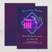 Happy Hour Neon Netwerk Uitnodiging (Voorkant / Achterkant)