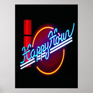 Happy Hour Neon Sign-Poster Poster