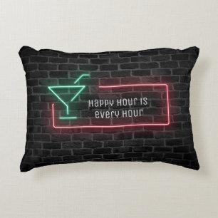 Happy Hour Neon-teken Accent Kussen