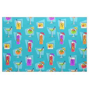 Happy Hour Retro Hawaiian Tropische Drinken Stof