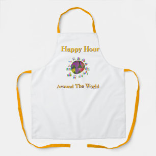 Happy Hour Rond De Wereld Wit Schort