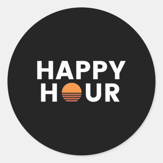 Happy Hour Ronde Sticker (Voorkant)