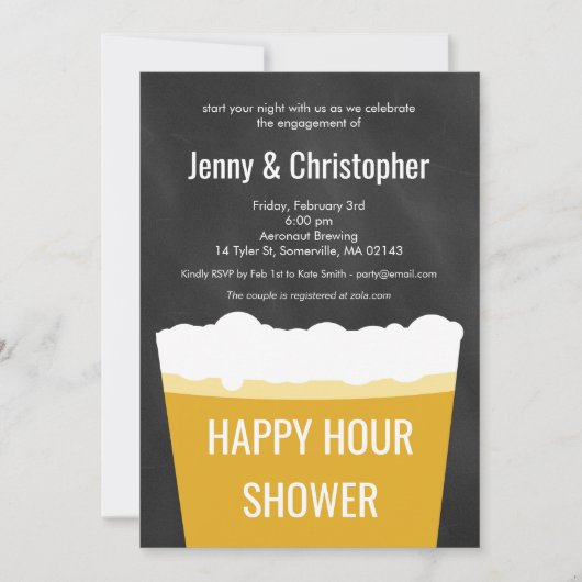 Happy Hour Shower Beer Fiançailles Invitation (Devant)