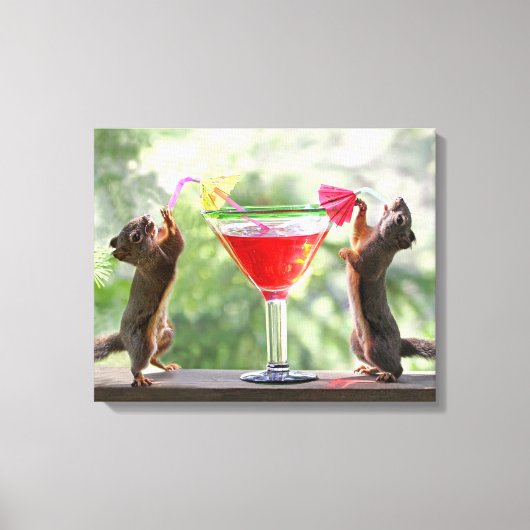 Happy Hour Squirrels Canvas Afdruk (Voorkant)