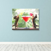 Happy Hour Squirrels Canvas Afdruk (Insitu (Houten vloer))