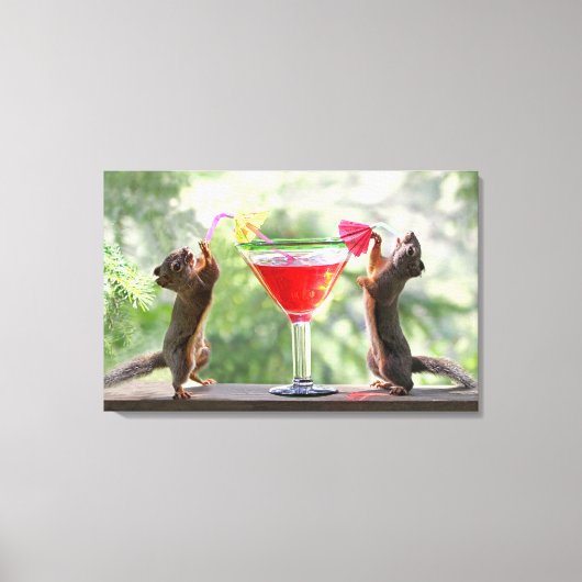 Happy Hour Squirrels Canvas Afdruk (Voorkant)