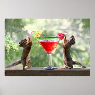 Happy Hour Squirrels Poster