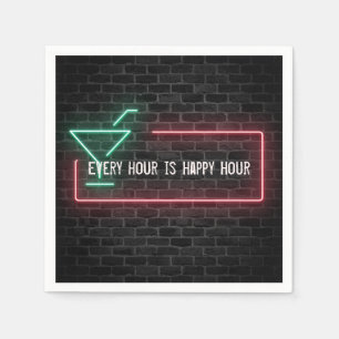 Happy Hour-stopneon-teken Servet