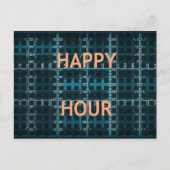 Happy Hour Tekst Blauwe Vector Art Print Briefkaart (Voorkant)